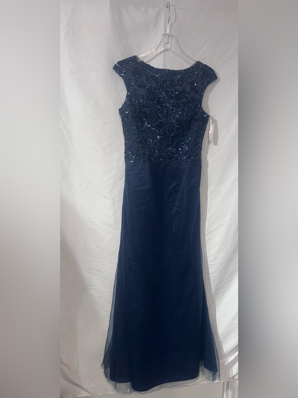 JJs House Navy Beaded Cap-Sleeve Maxi Dress